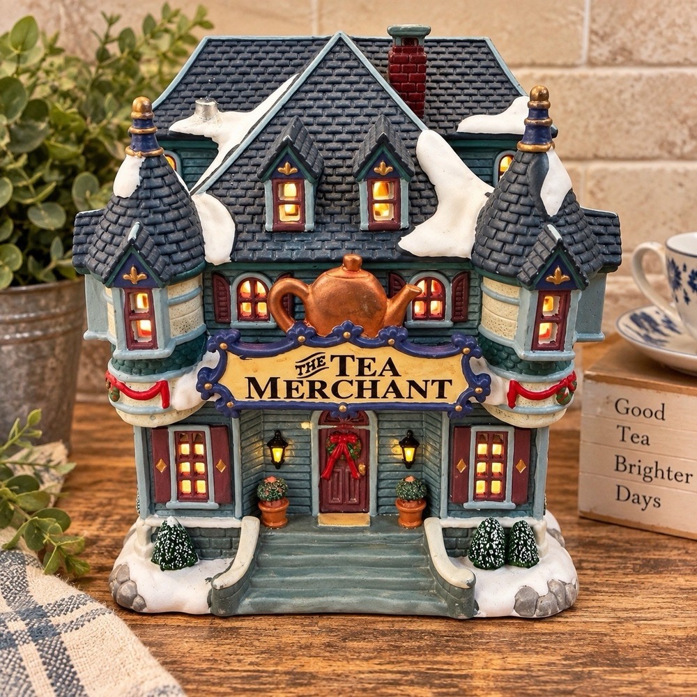 Lemax The Tea Merchant 2000 Caddington Village Lighted Christmas House Retired